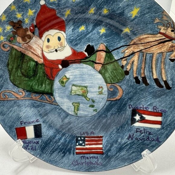 Christmas Village Kids Collection Cookie Plate Santa Sleigh Blue Multi‎ Seasonal - Picture 5 of 8